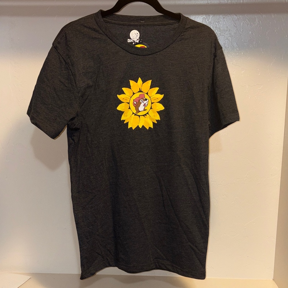 Men's Black T-Shirt with Yellow Sunflower Logo